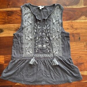 Lucky Brand Embroidered Sleeveless Top
